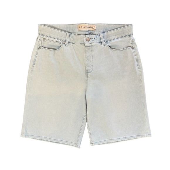NWOT Soft Surroundings Bermuda Shorts Ultimate Denim Comfort Stretch Slimming -L - Picture 1 of 16